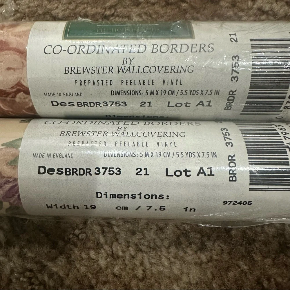 Vintage Croscill Home Wallpaper Border in Costwolds Rose Pattern 11 yds Set of 2